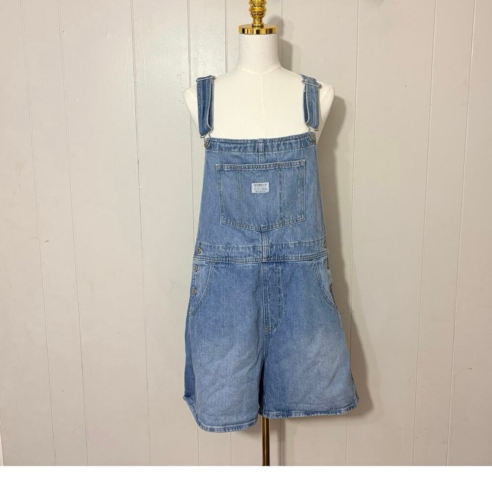 Levi’s I Will Shortalls Medium Wash Denim Overalls Shorts Size M - Picture 2 of 14